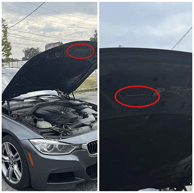 Расположение кода краски BMW